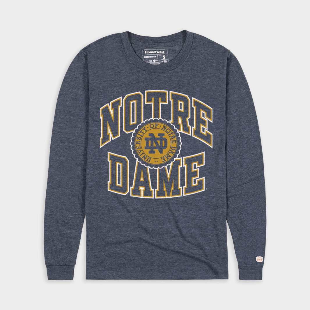 Vintage Notre Dame Seal Long Sleeve Shirt - A Timeless Tribute to Irish Athletics