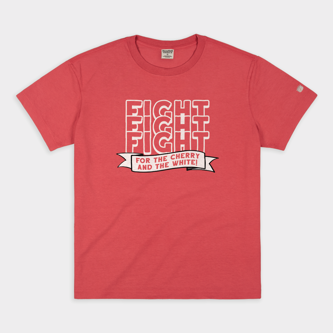 Cherry & White Temple Vintage Heavyweight Tee - Fight for Your Team Spirit