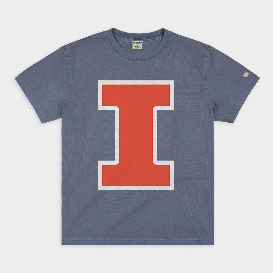 Vintage University of Illinois Block I Logo Heavyweight Tee - A Tribute to Sufjan Stevens' 'Illinois' Tour