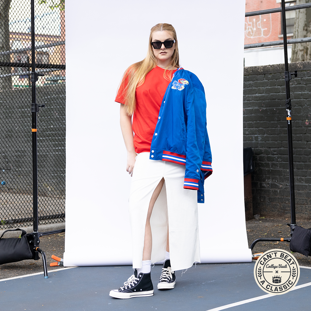 Show Your Jayhawks Pride with the Kansas Jayhawks Retro Circus Font Bomber Jacket