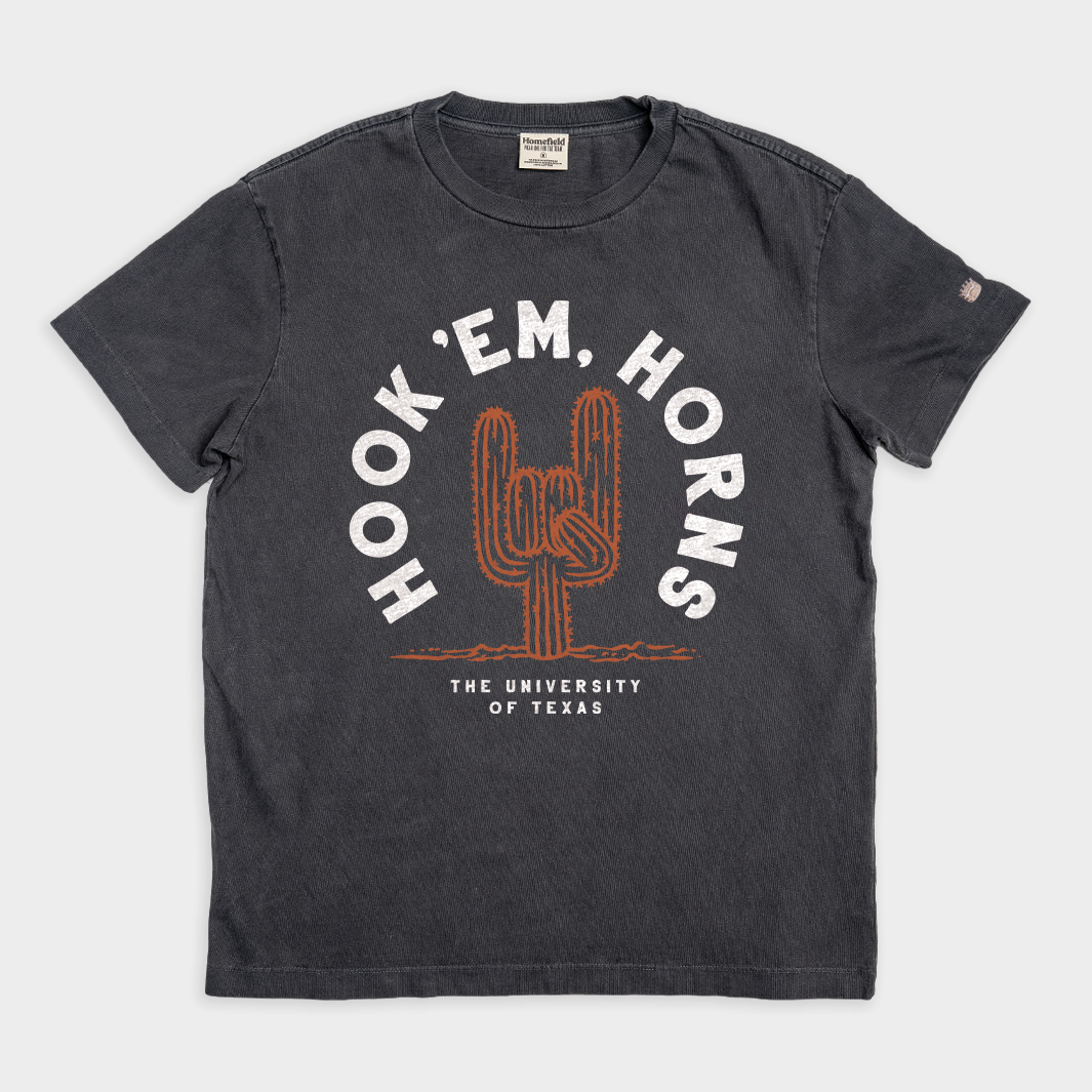 Show Your Longhorn Pride with the Vintage Heavyweight Hook 'Em Cactus Tee