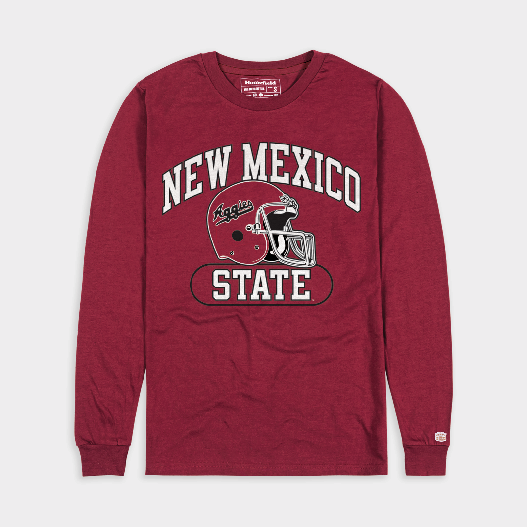 Relive the Glory: New Mexico State Football Retro Helmet Long Sleeve