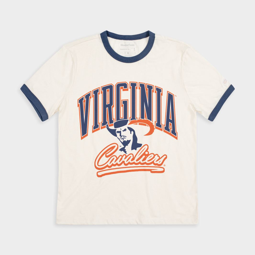 Unleash Your School Spirit with the Virginia Cavaliers Retro Mascot Logo Ringer Tee