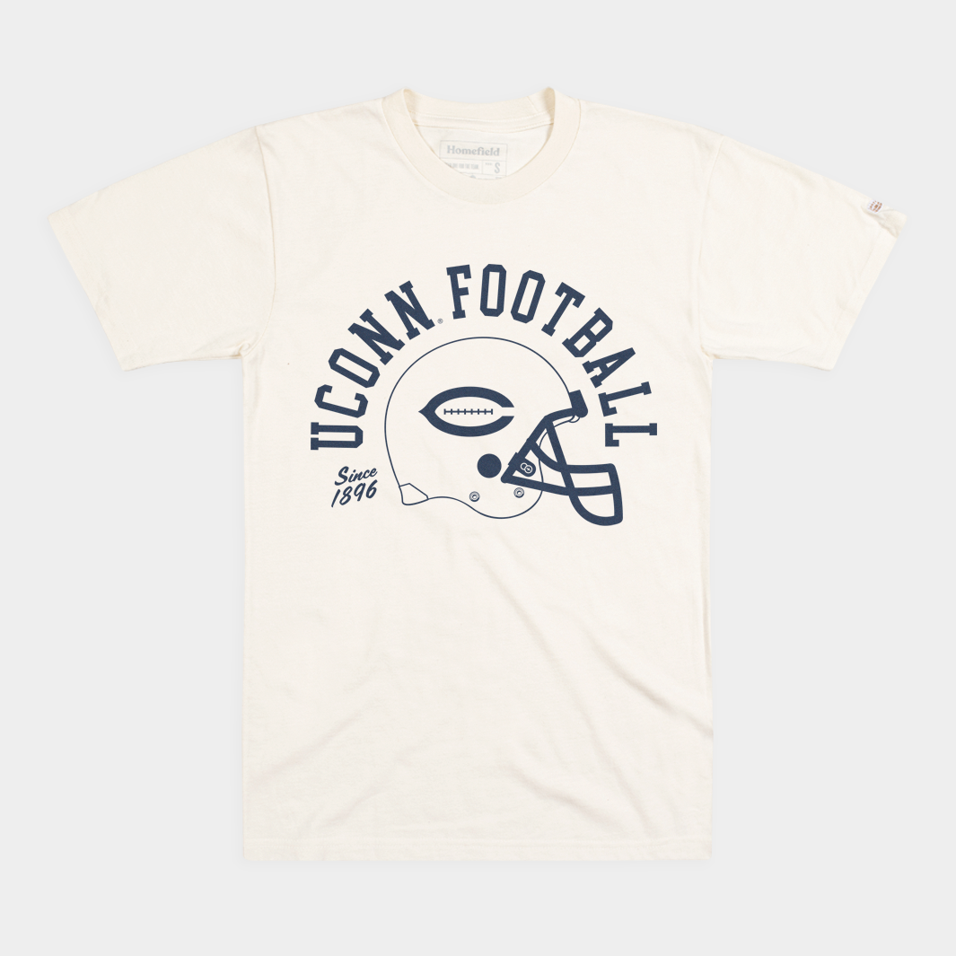 Relive UConn Huskies Football Glory with Vintage Helmet Tee