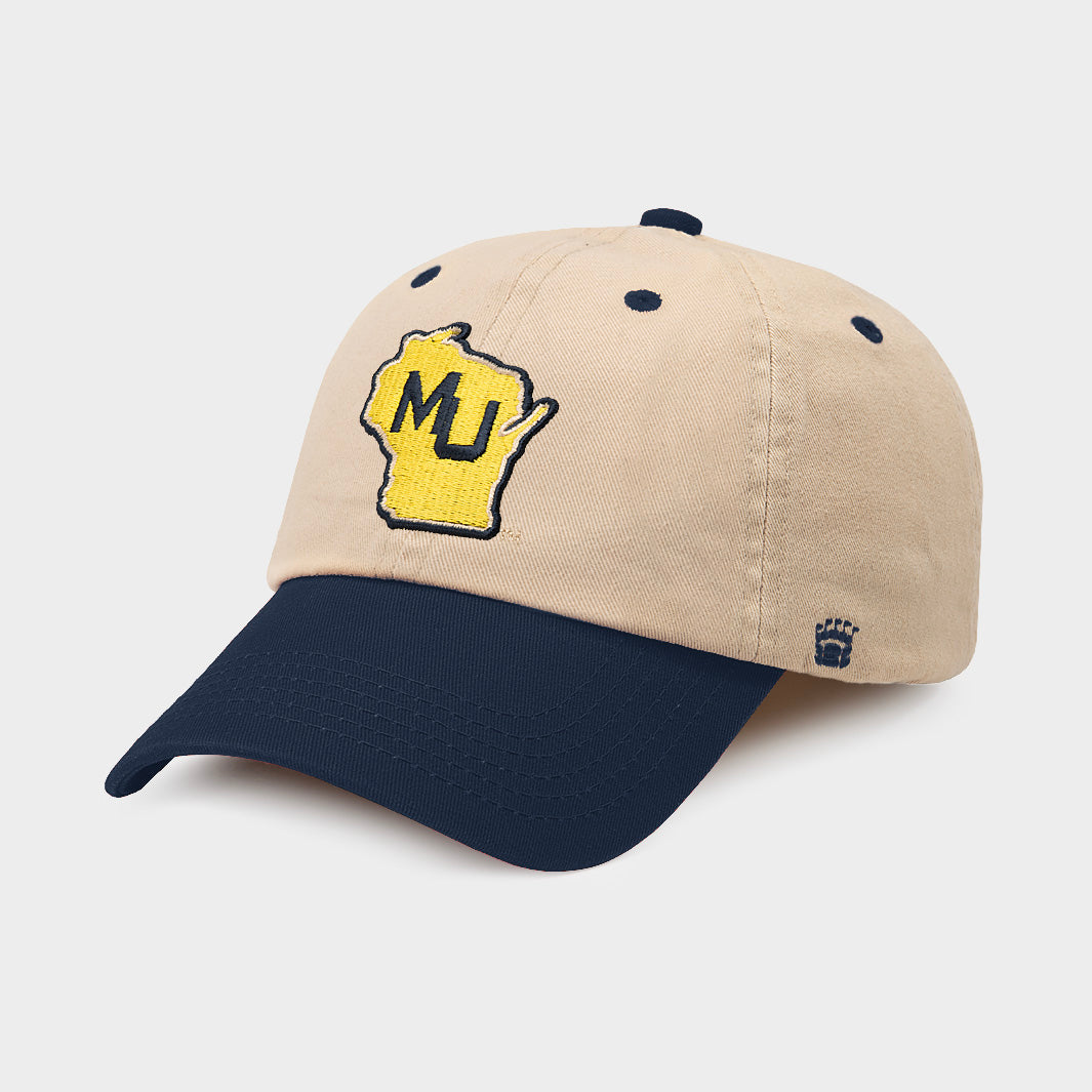 Marquette Retro Two-Tone Dad Hat with MU Logo - Celebrate 1977 Championship