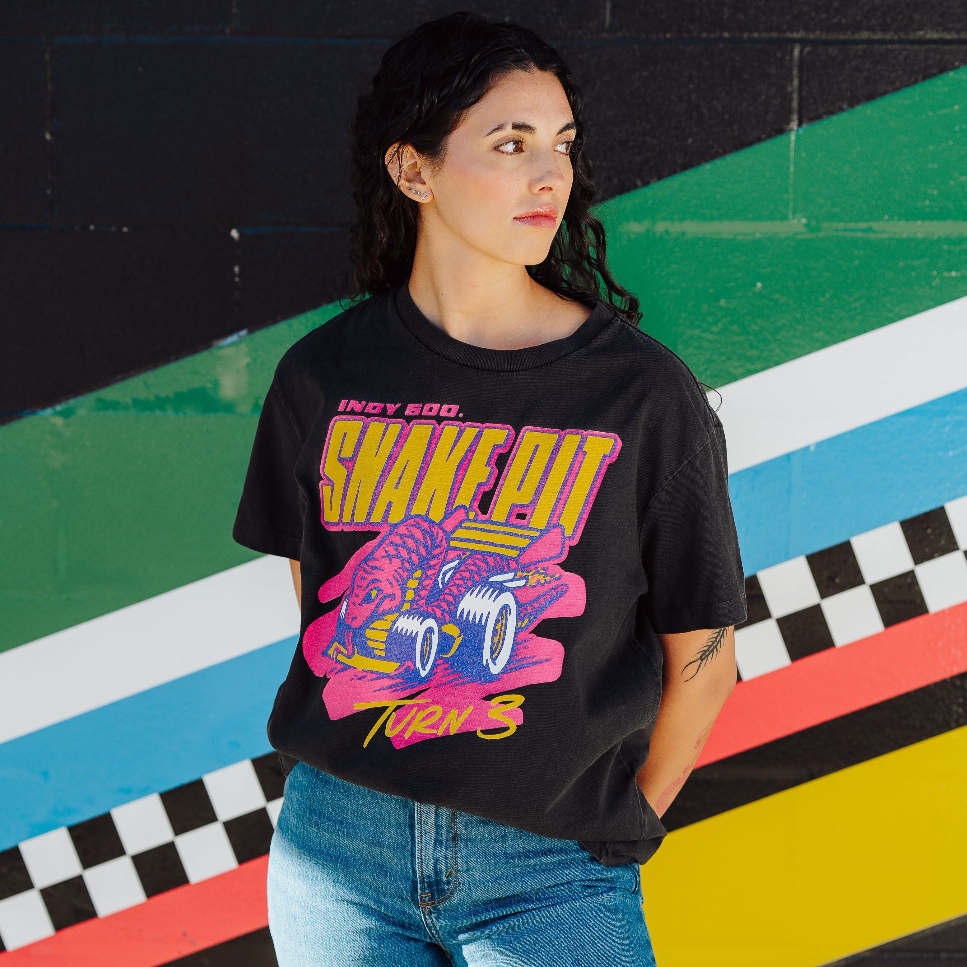 Rev Up Your Style with the Indianapolis Motor Speedway Snake Pit Vintage Heavyweight Tee