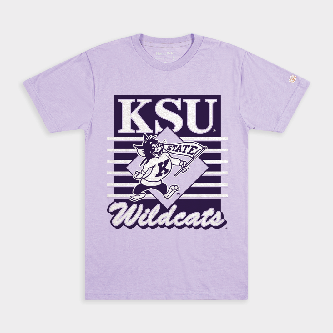 Show Your EMAW Spirit with Kansas State Wildcats Vintage-Inspired Lavender Tee
