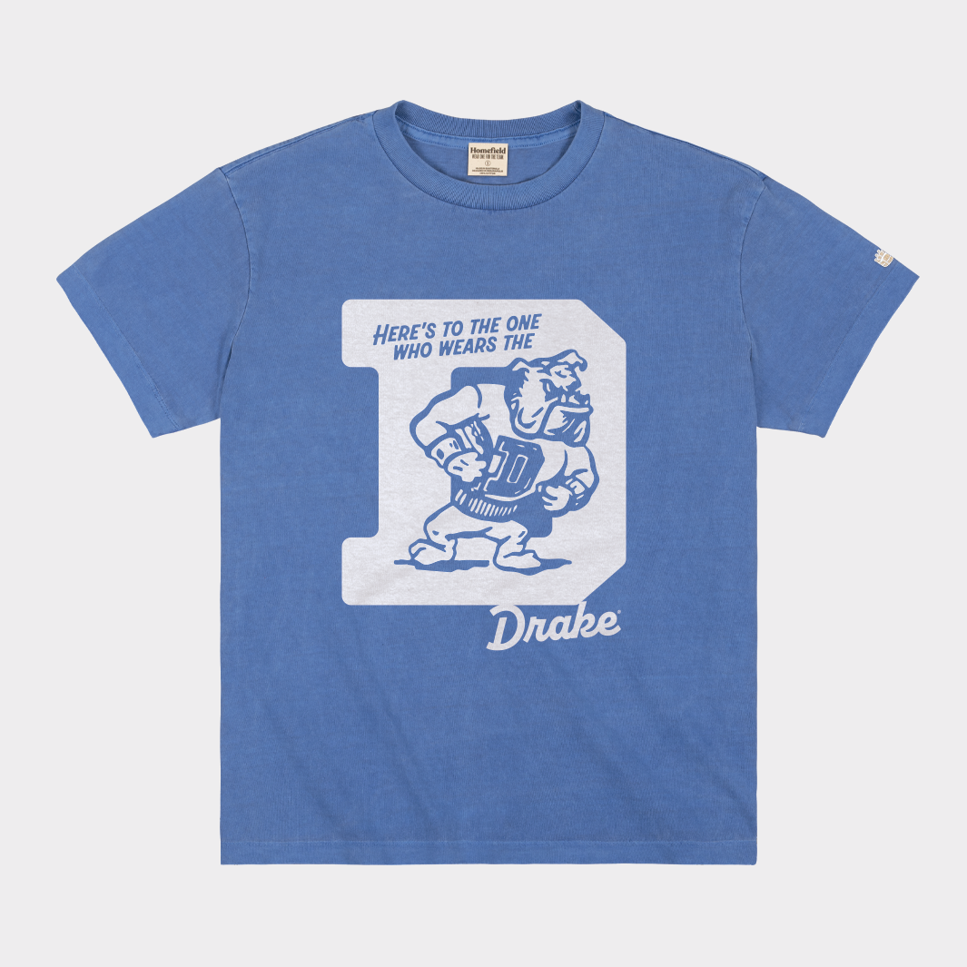 Drake Bulldogs Retro 'D' Song Inspiring Heavyweight Tee