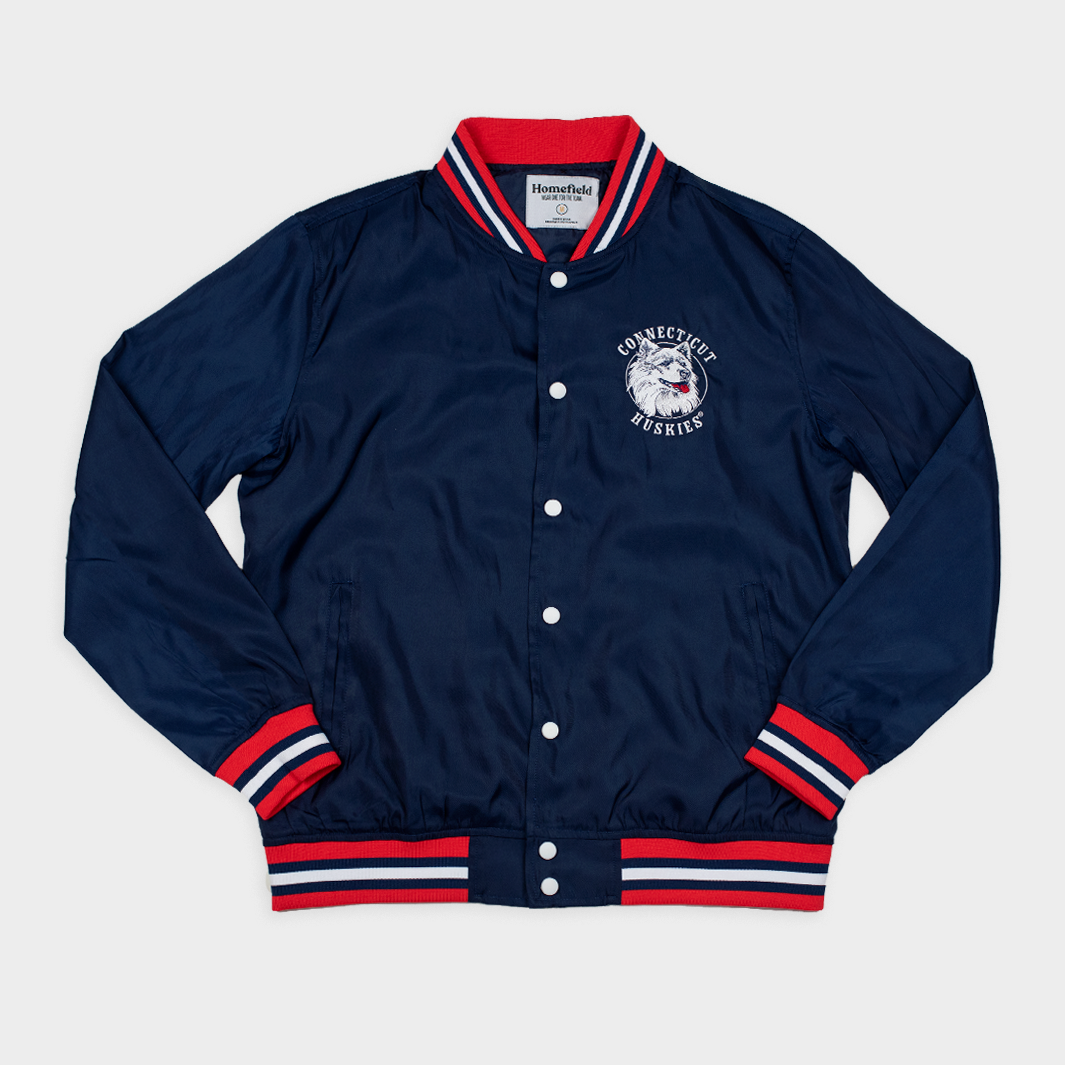 UConn Vintage-Inspired Bubble Script Bomber Jacket