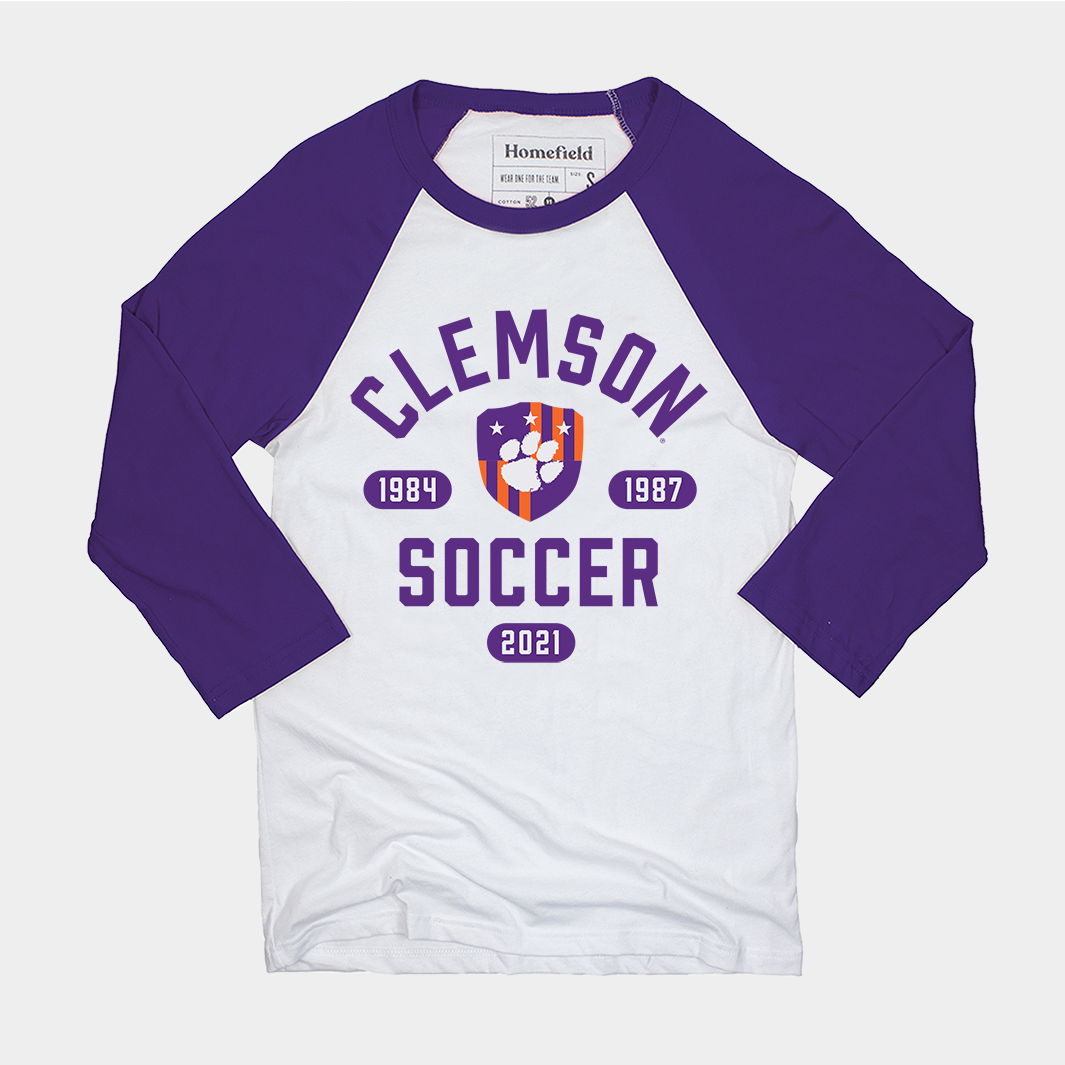 Champs of Clemson Soccer Baseball Tee
