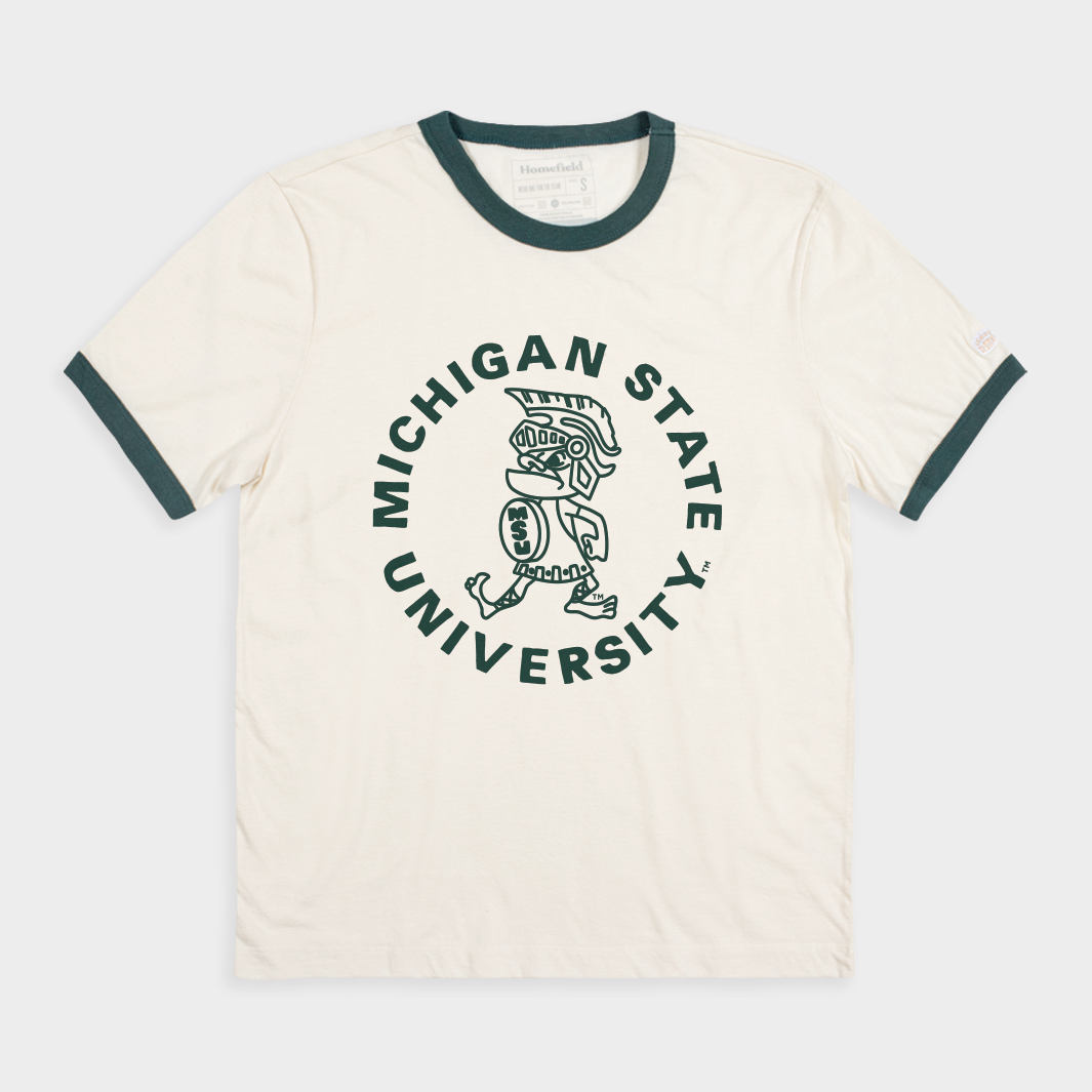 Michigan State Spartans Vintage Spartan Ringer Tee - Unleash Your Spartan Spirit!