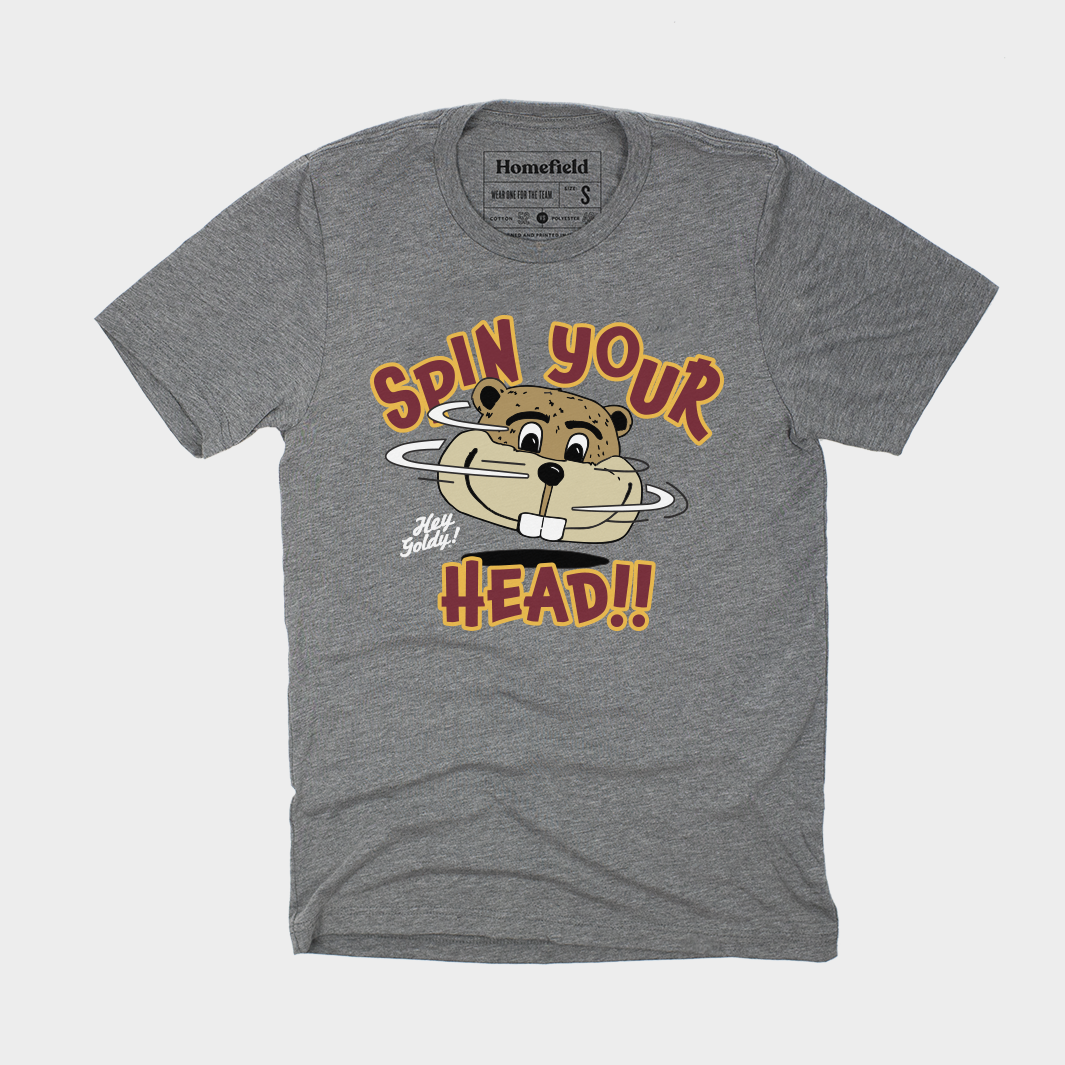 Get Dizzy with the Minnesota Golden Gophers! Spin Your Head Goldy Tee