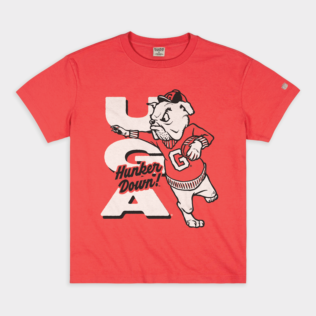Georgia Bulldogs Football Hunker Down Retro Heavyweight Tee