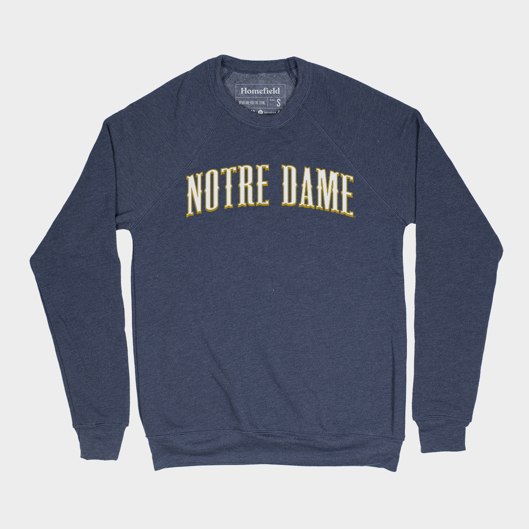 Classic Navy Notre Dame Crewneck - A Tribute to Ara Parseghian