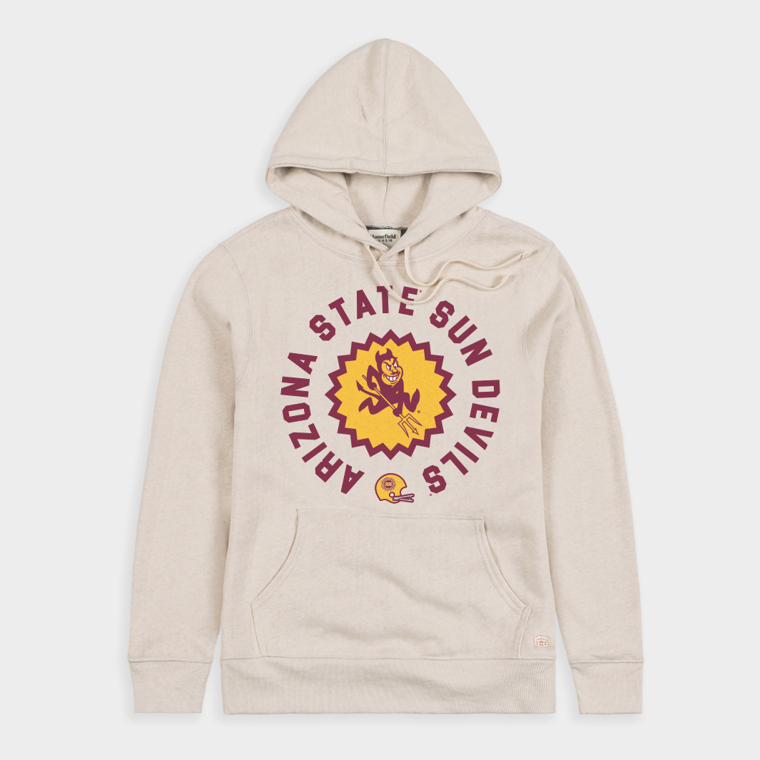 Relive the Glory: Arizona State Football Sunburst Logo Retro Hoodie