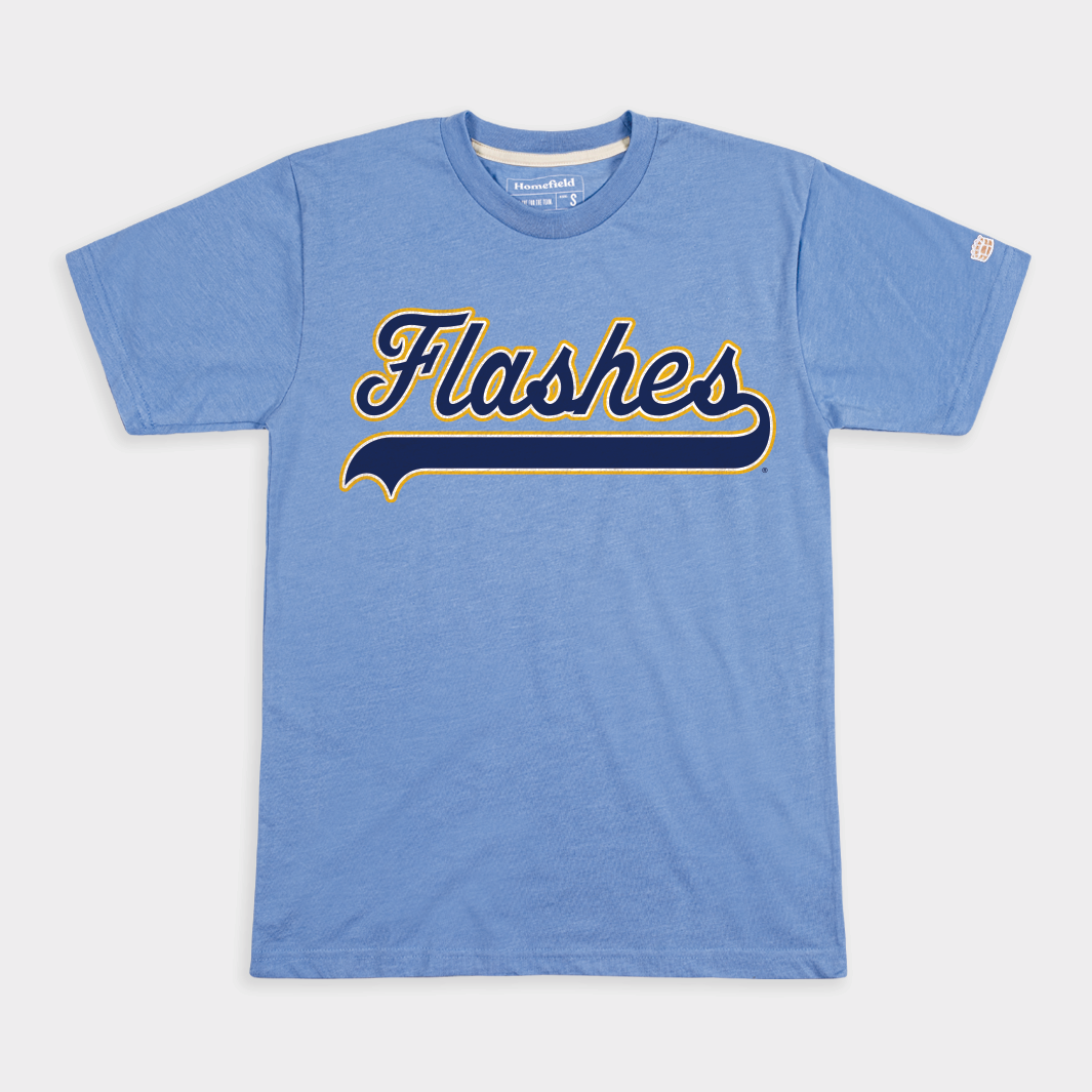 Show Your Kent State Pride with Our Vintage Script Flashes Tee