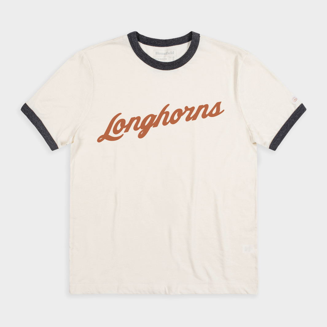 Texas Longhorns Retro Script Ringer Tee - A Timeless Tribute to Tradition