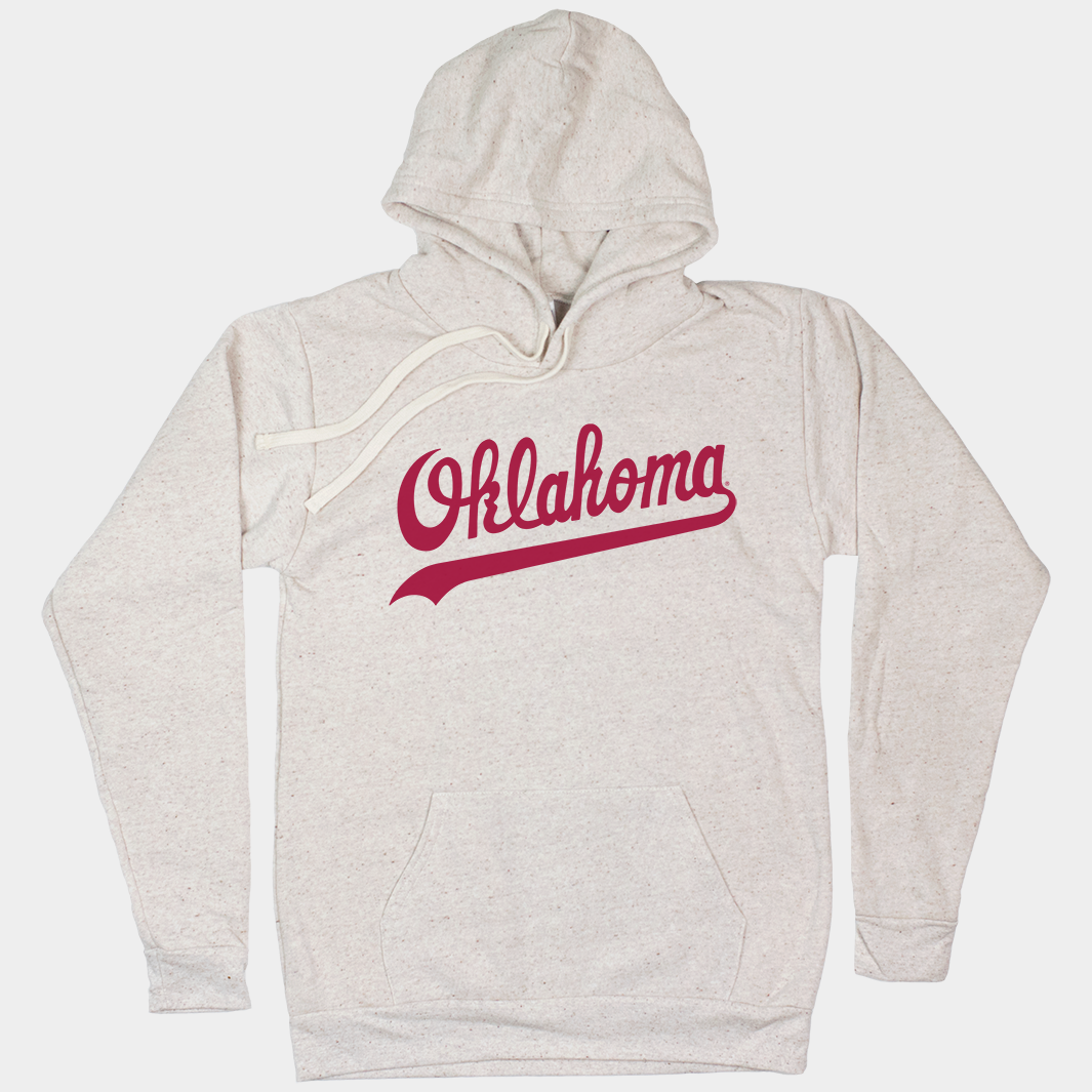 Revived Oklahoma Baseball Script Hoodie - A Vintage Gem