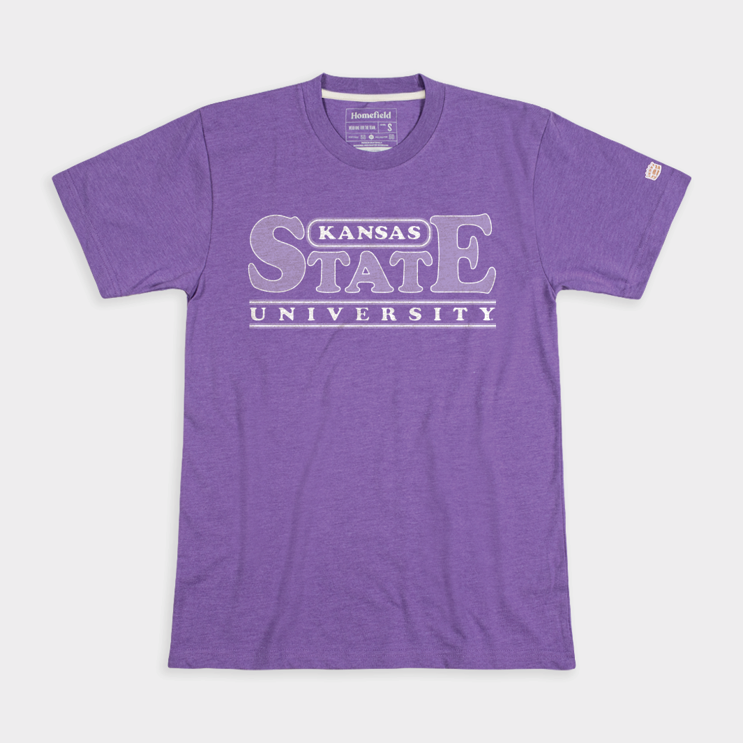 Lucky Lavender Retro Kansas State Wordmark Tee