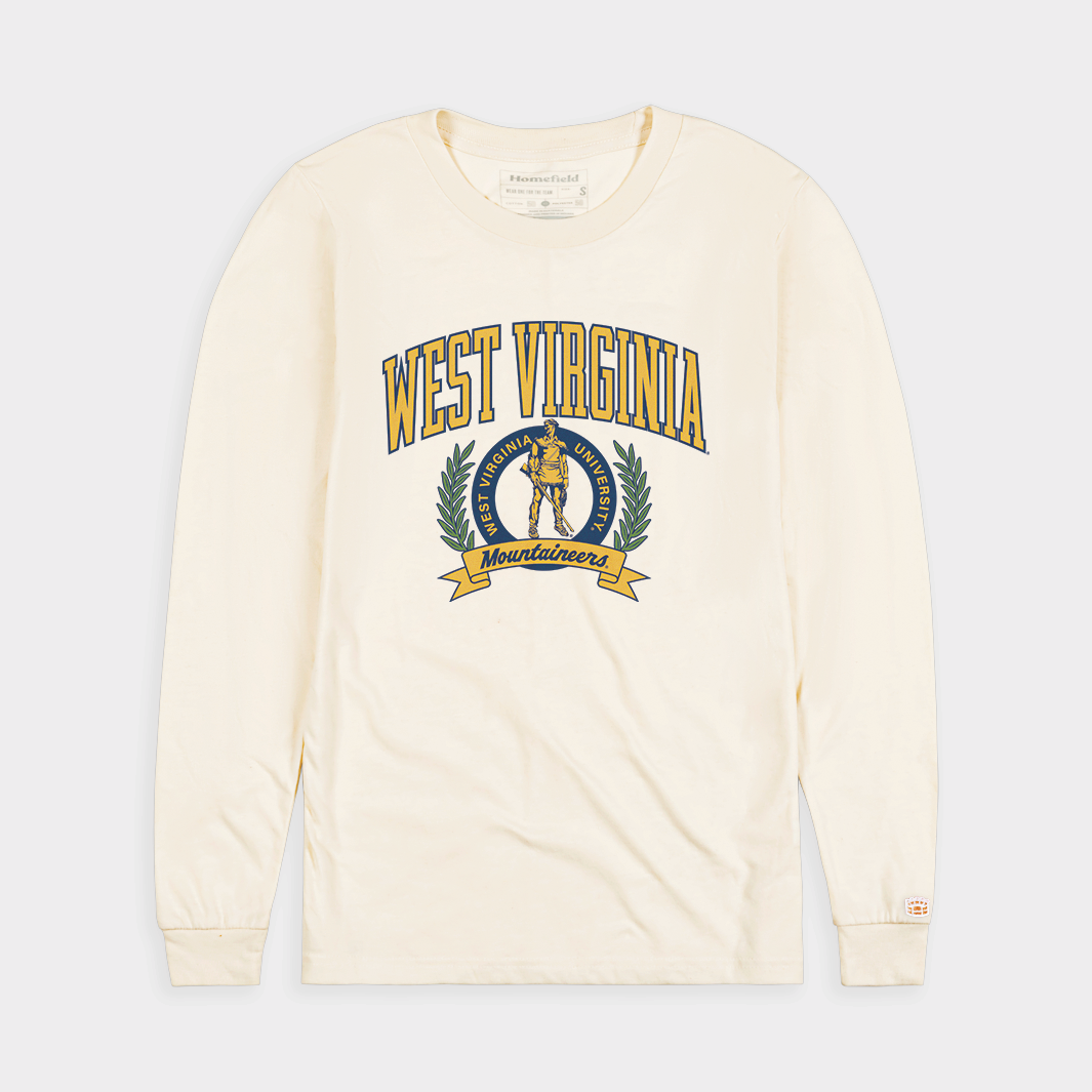 Show Your West Virginia Pride with Our Mountaineers Crest Long Sleeve