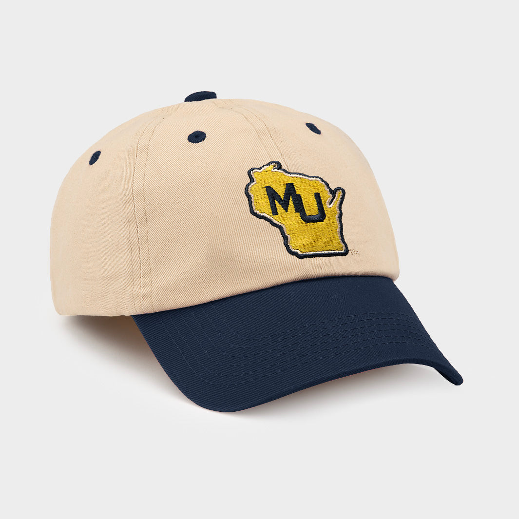 Marquette Retro Two-Tone Dad Hat with MU Logo - Celebrate 1977 Championship