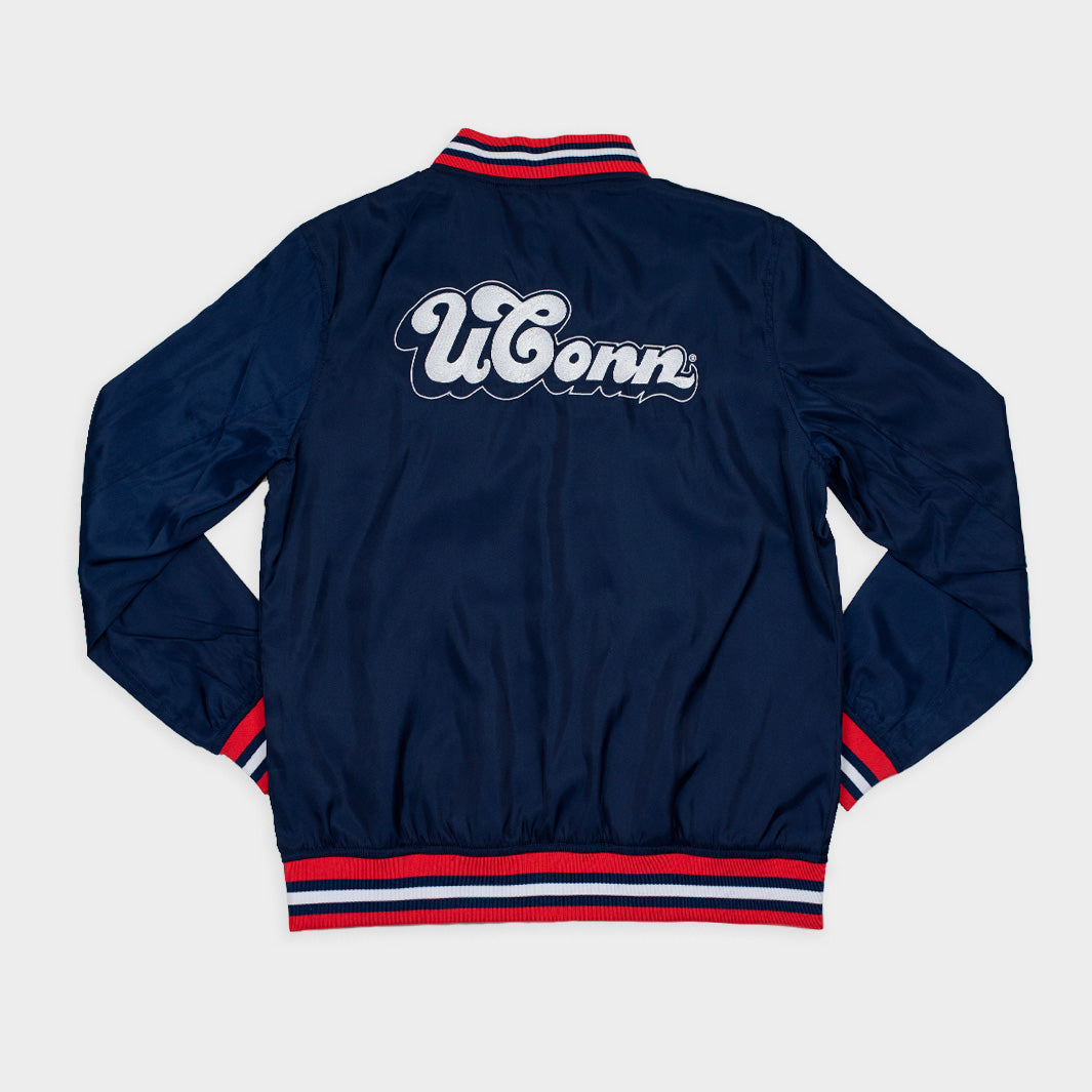 UConn Vintage-Inspired Bubble Script Bomber Jacket