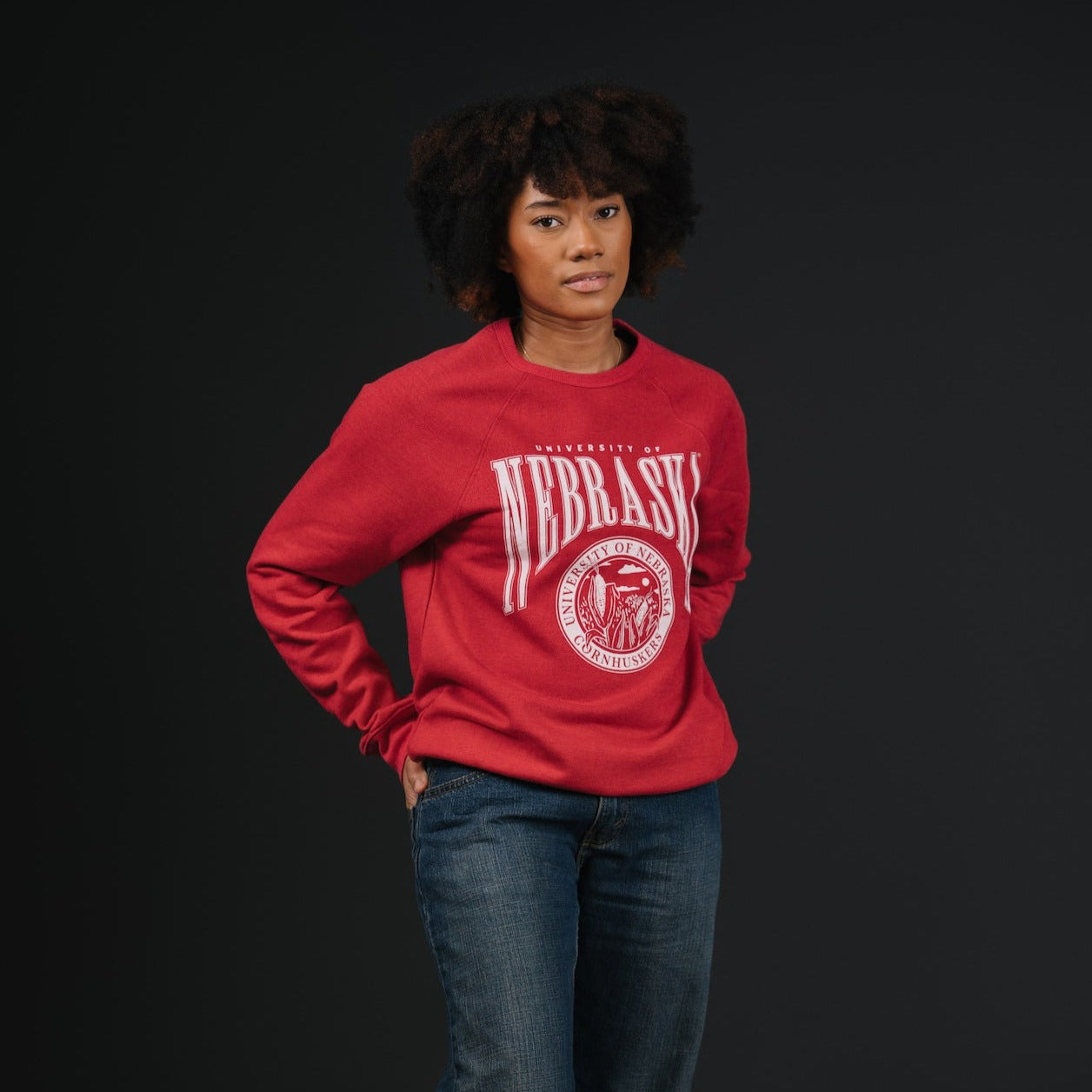Nebraska Cornhuskers Vintage-Inspired Throwback Crest Crewneck