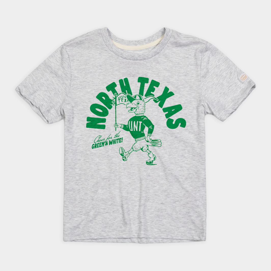 Vintage North Texas Sparky Youth Tee - Green and White