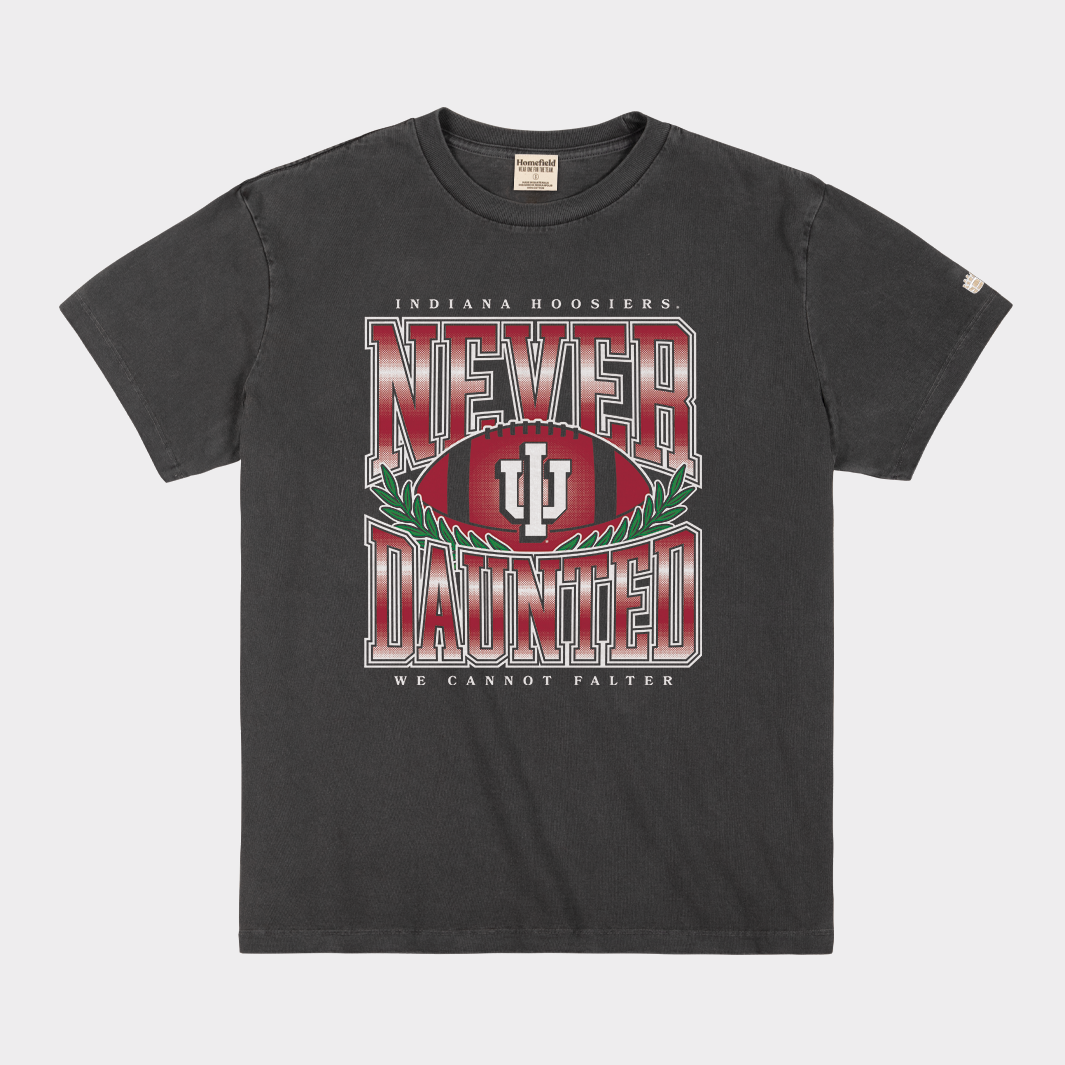 Indiana Football Never Give Up Vintage Heavyweight Tee