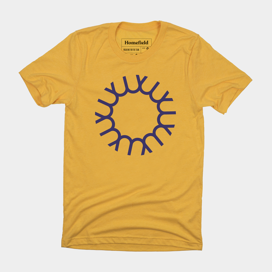 Vintage JMU Circle Logo Yellow Tee - A Tribute to Track + Field Glory
