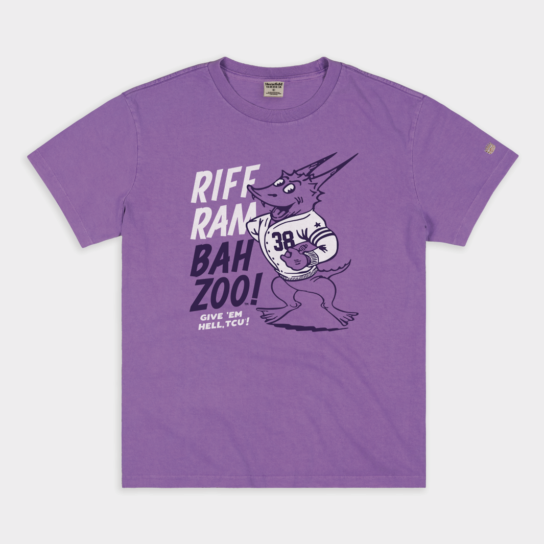Vintage TCU Cheer Heavyweight Tee with Riff Ram Bah Zoo Design