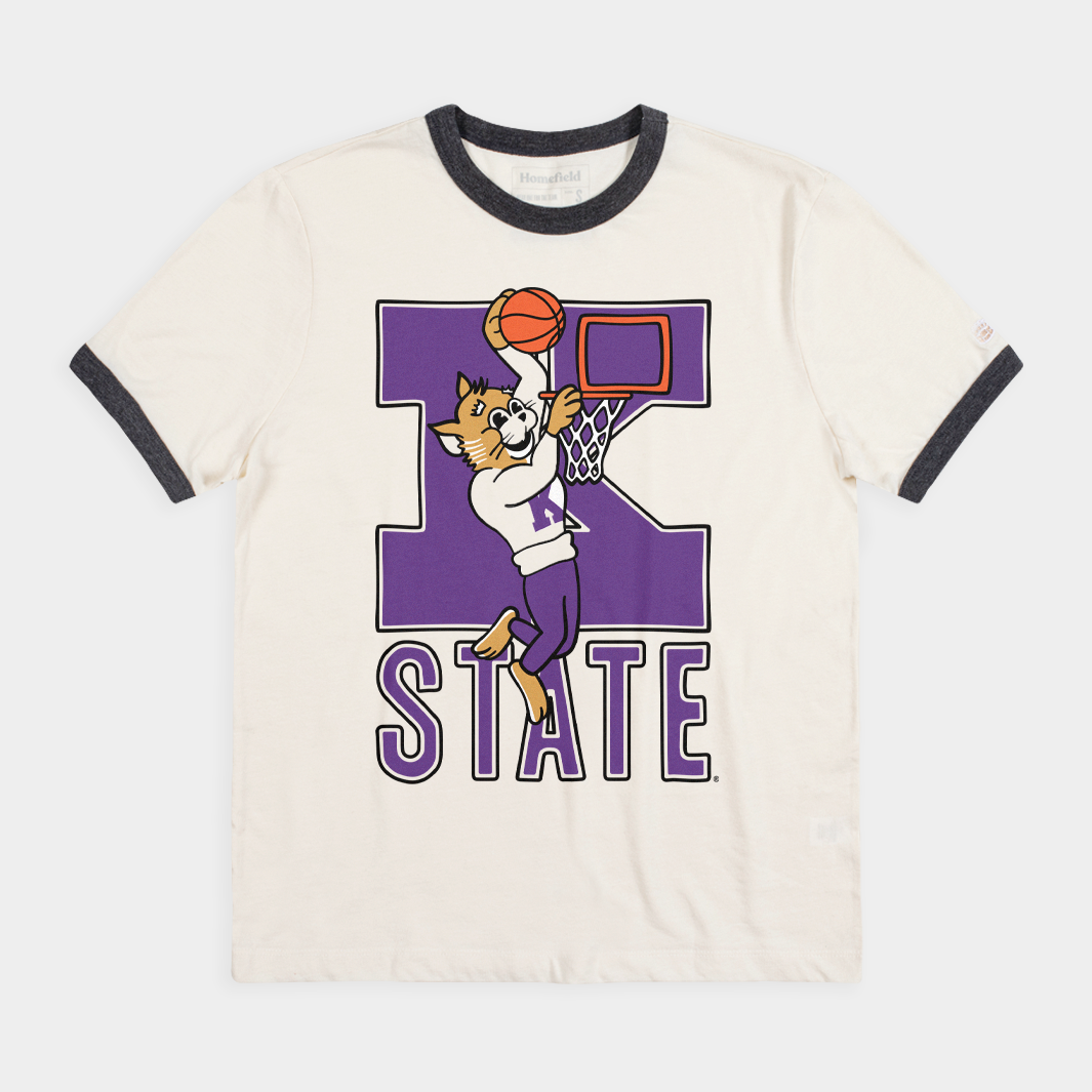 Willie Wildcat Vintage Slam Dunk K-State Ringer Tee