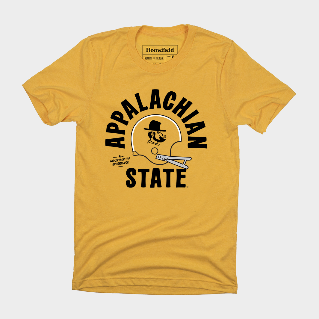 App State 'Victory Yosef' Vintage Football Helmet Tee - A Must-Have for Fans