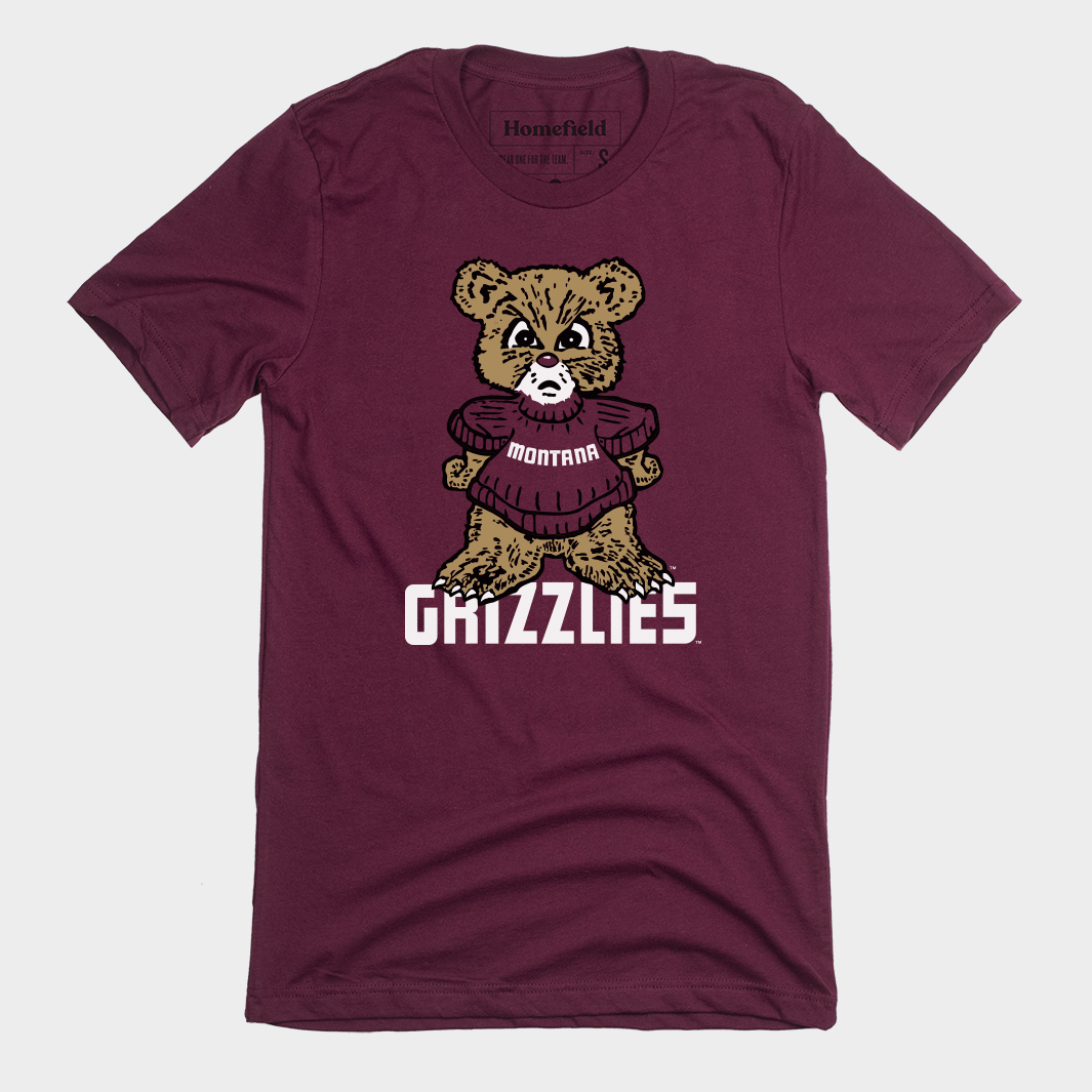 Adorable Maroon Retro Grizzlies Tee