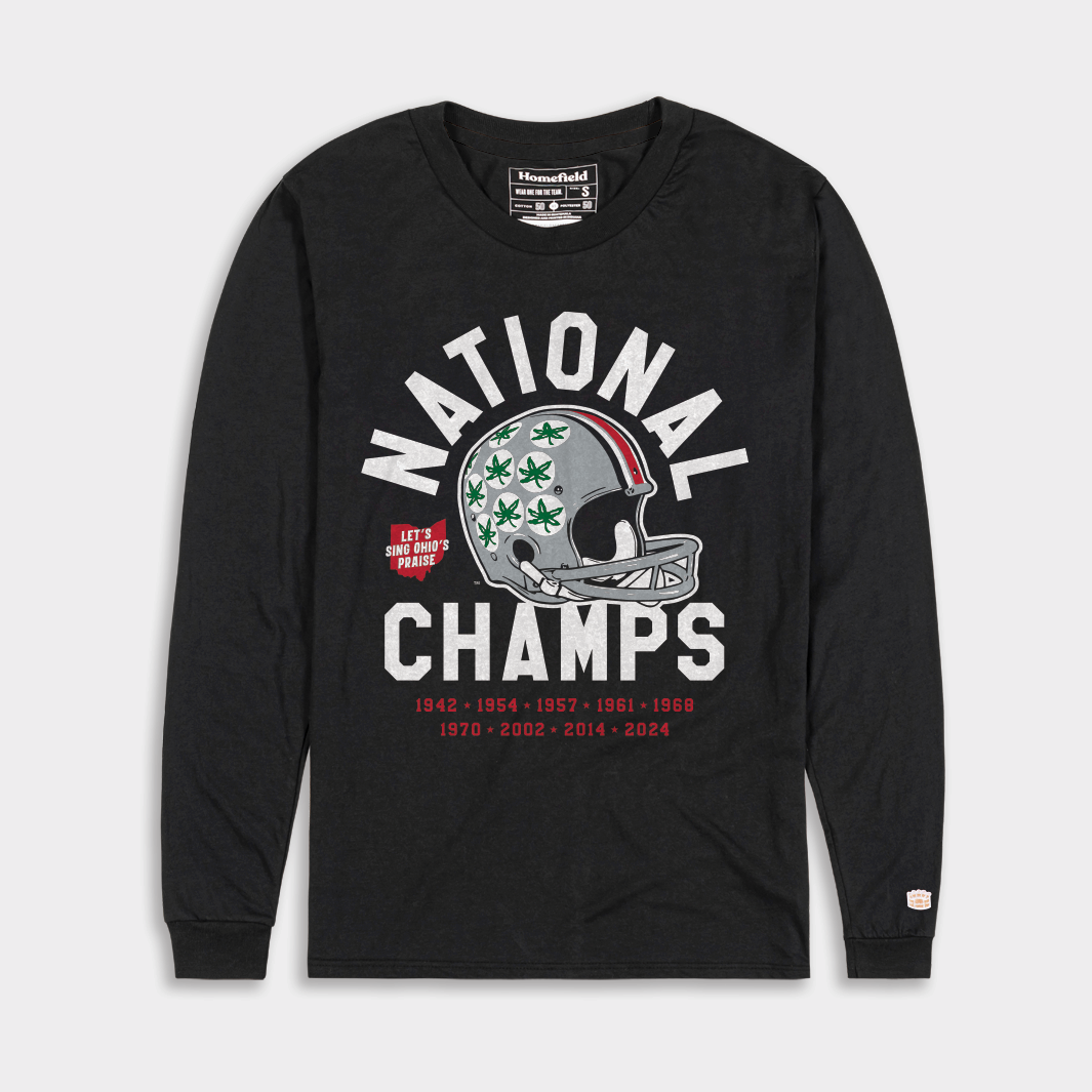 Celebrate Ohio State Football's 2024 National Championship with Helmet Stickers Long Sleeve