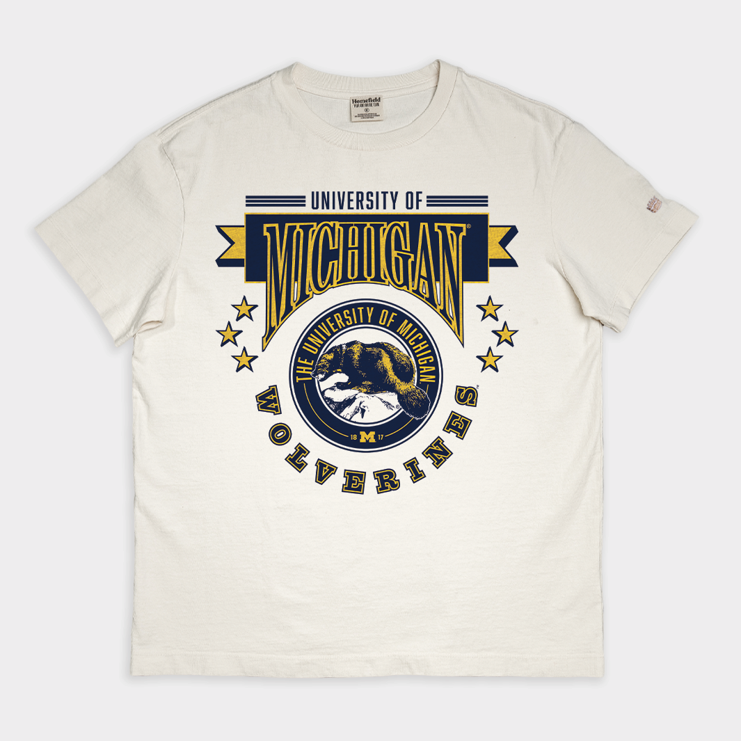Step Back in Time with the Michigan Wolverines 1980s Retro Vintage Heavyweight Tee - A Must-Have for Fans!