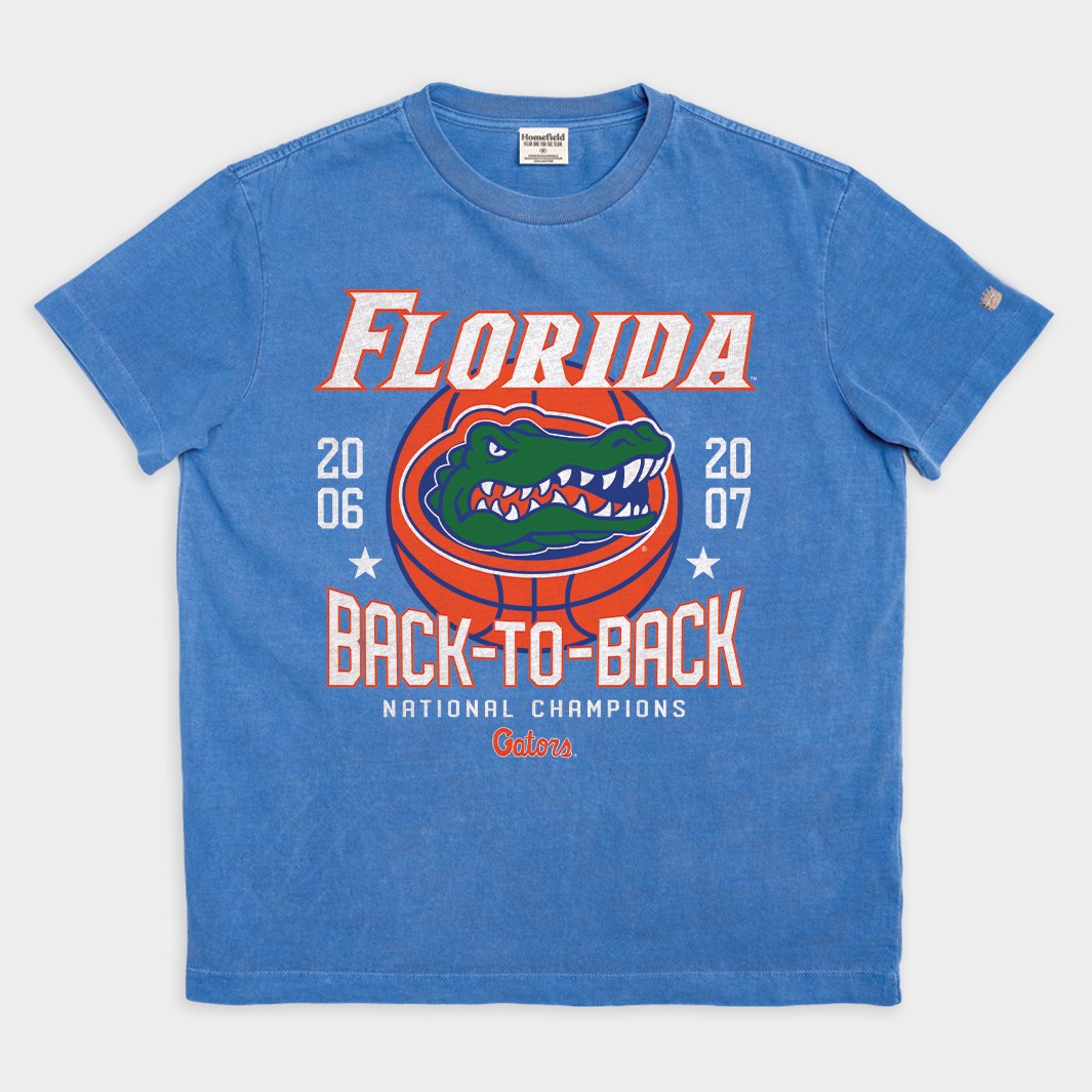 Florida's Legendary Back-to-Back Basketball Champs Vintage Heavyweight Tee - A Must-Have!