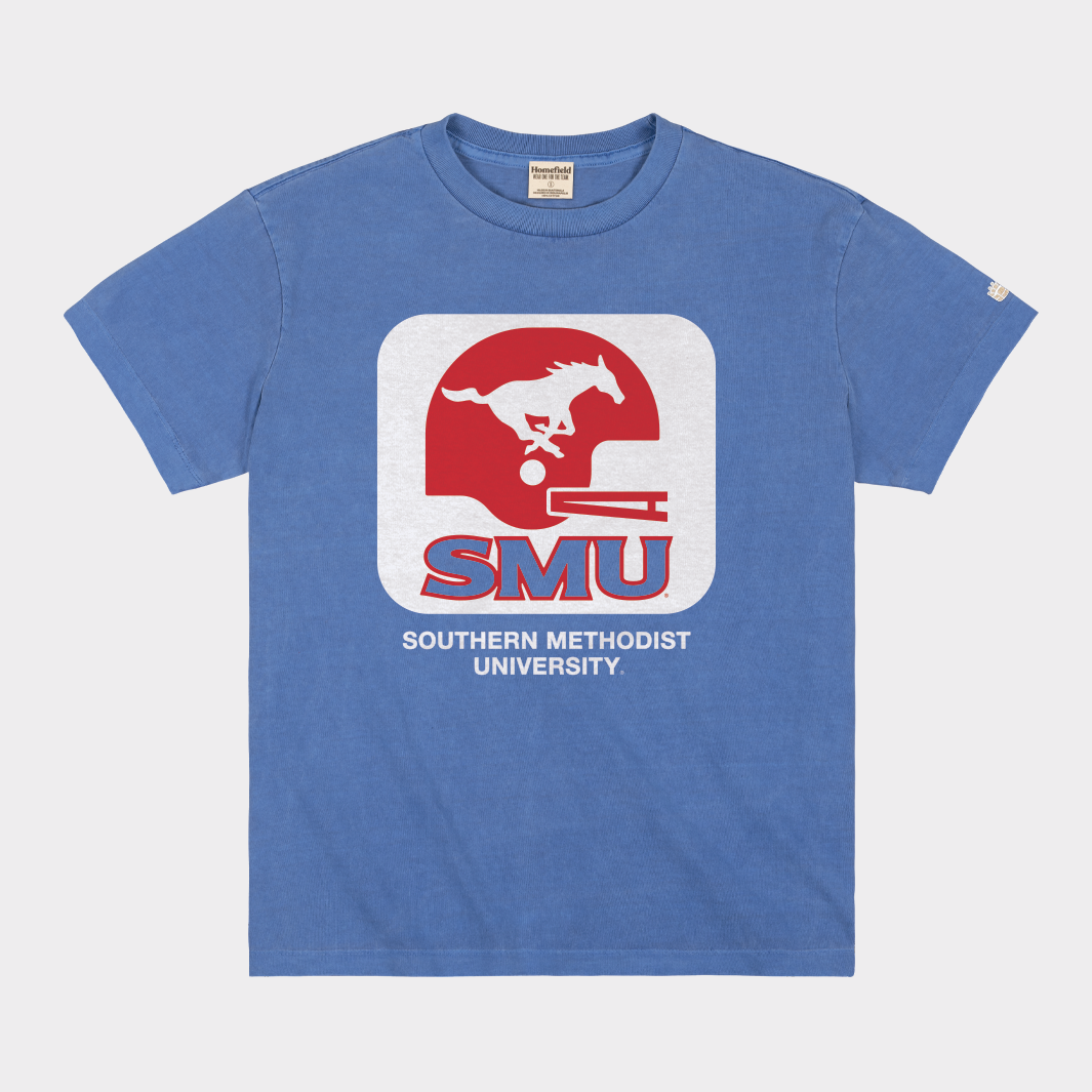Get in on the Mustang Mania with this Retro SMU Football Logo Heavyweight Tee