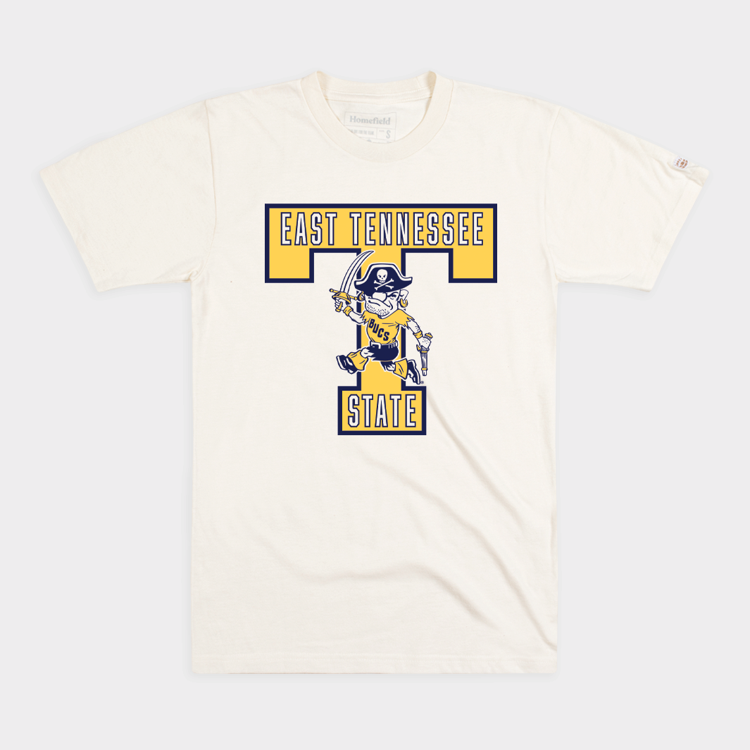 ETSU Buccaneers' Iconic Block T Logo Tee - A Tribute to Tradition