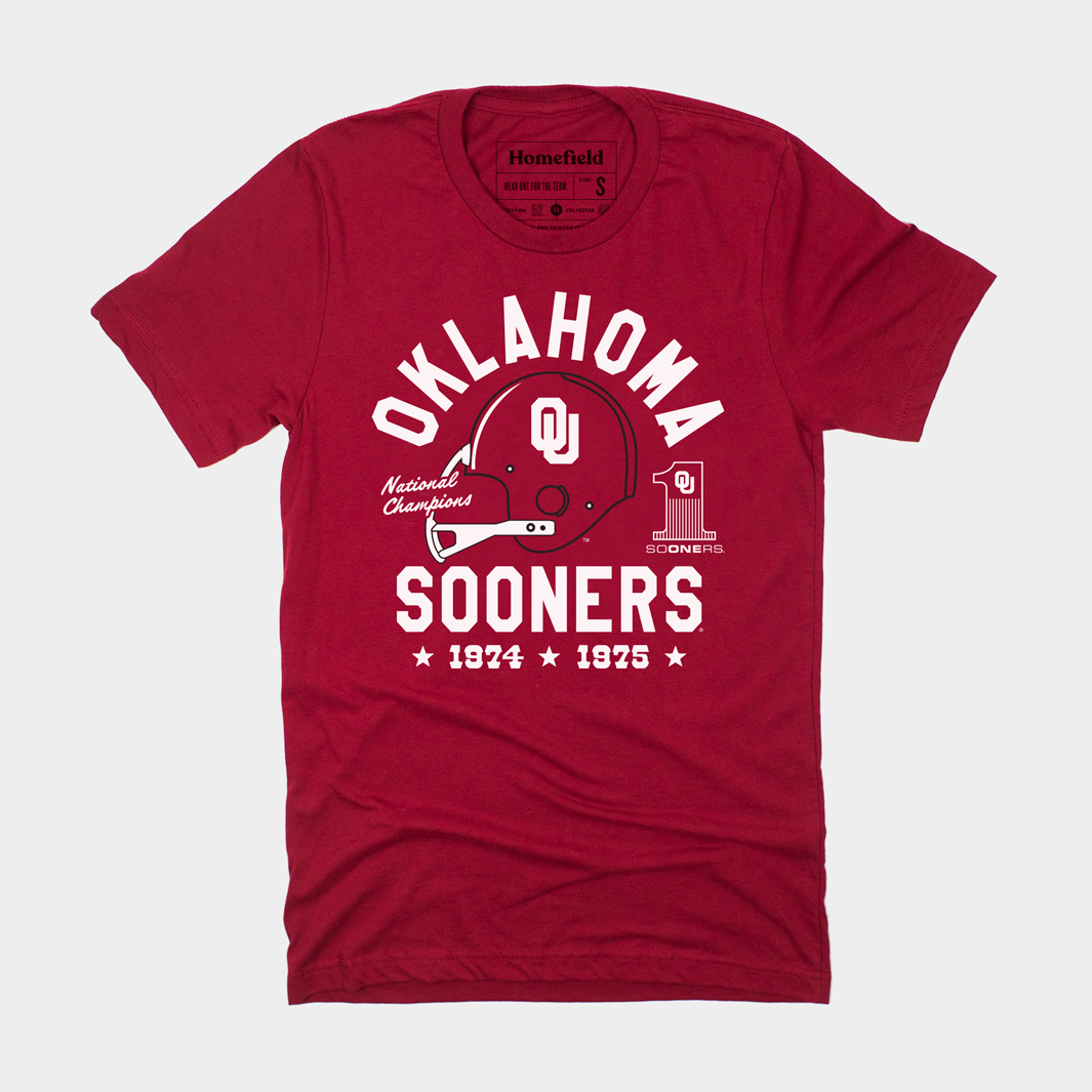 Champions of Oklahoma Football 1974 & 1975 Tee - Relive the Glory!