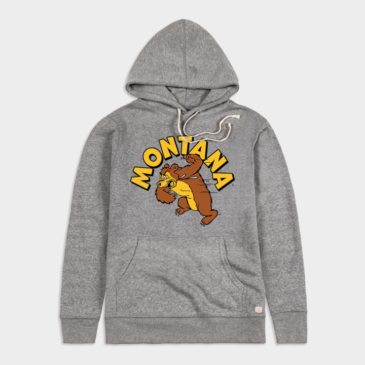 Vintage Montana Hoodie with Adorable Slobbering Bear Mascot
