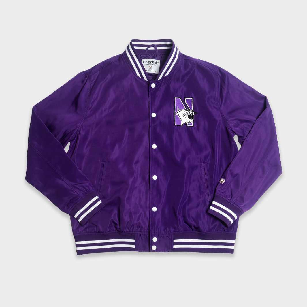 Show Your Wildcat Pride with the Northwestern Vintage Script Bomber Jacket