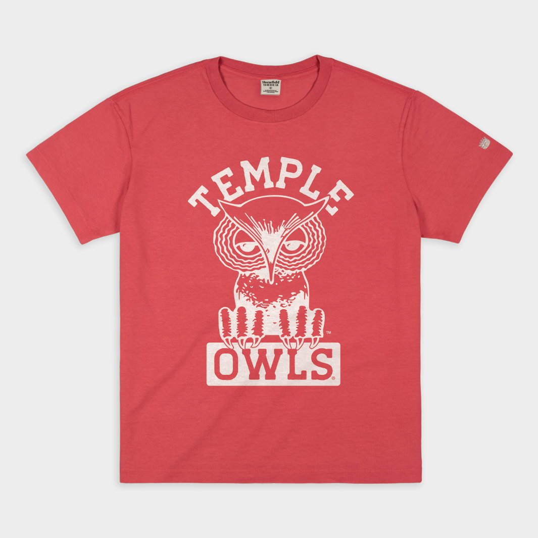 Temple University Vintage Owls Heavyweight Tee - A Timeless Tribute