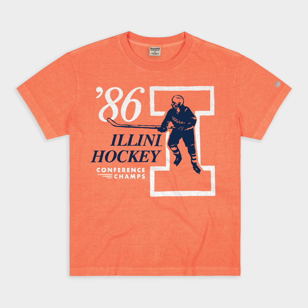 Championship - Inspired Illinois Fighting Illini 1986 Vintage Hockey Heavyweight Tee