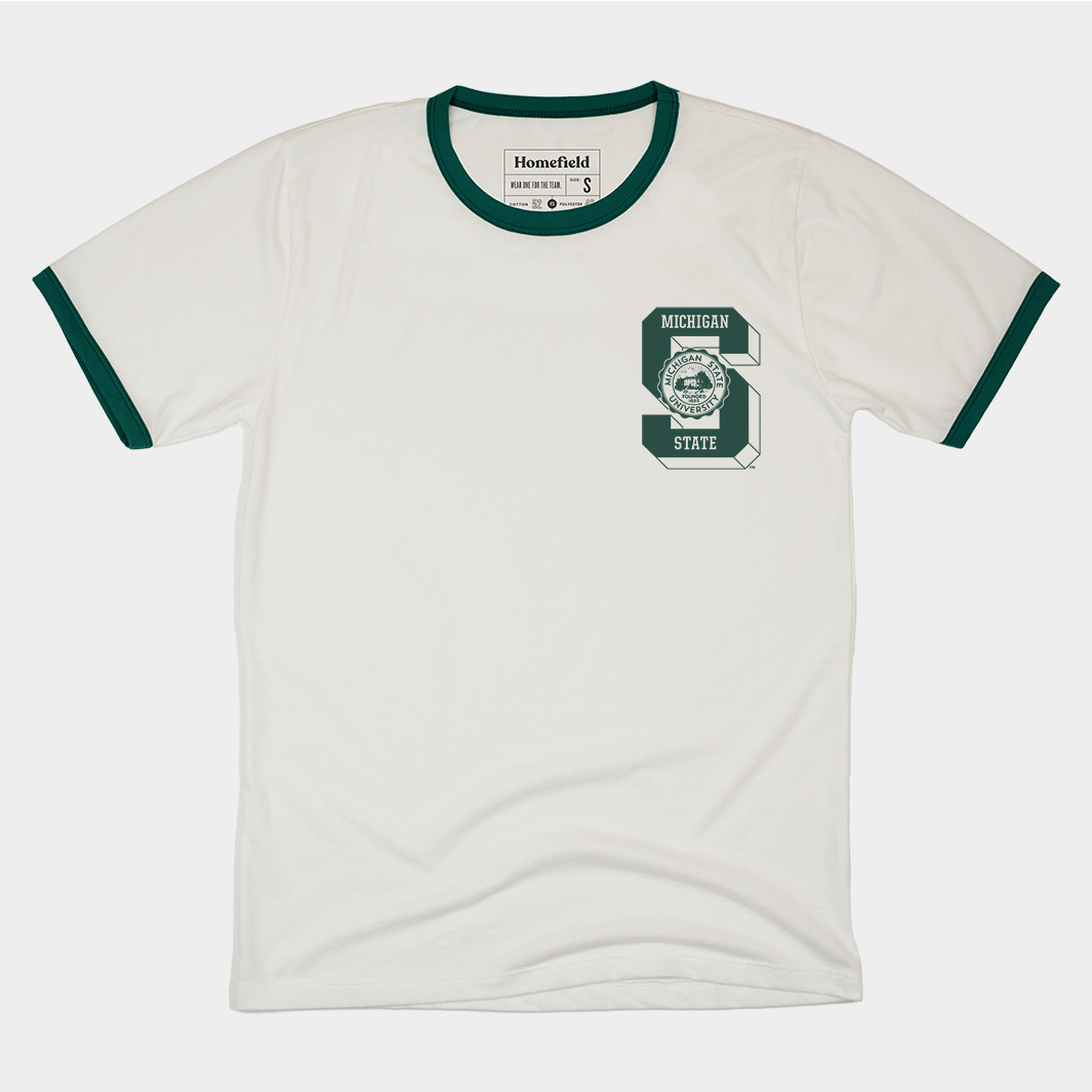 Show Your Spartan Pride with Michigan State Crest Ringer Tee