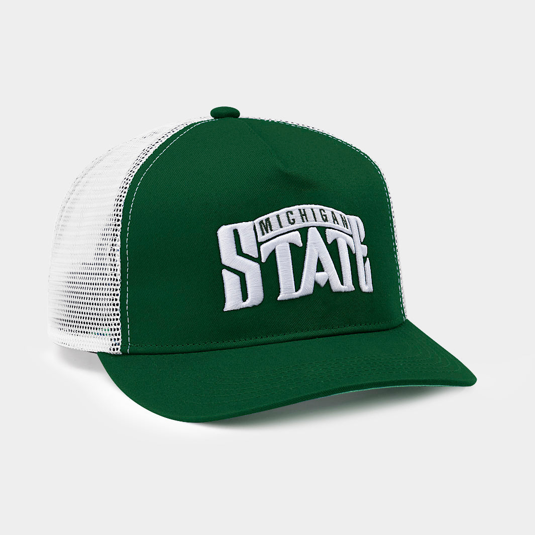 Michigan State Spartans 1987 Debut Retro Wordmark Trucker Hat - Celebrate the 2000 National Title!