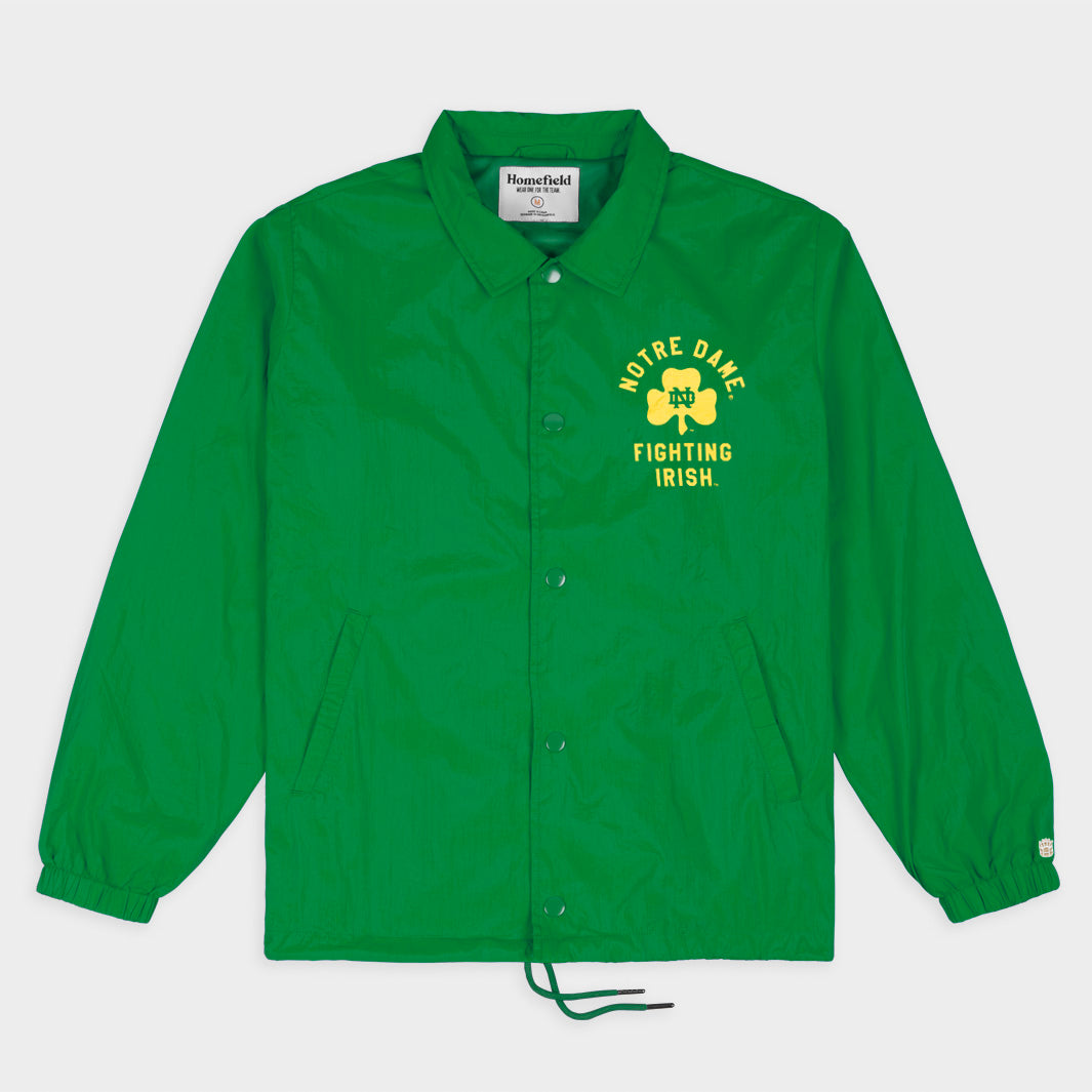 Notre Dame Fighting Irish Shamrock Vintage-Inspired Retro Coaches Jacket - A Must-Have for Football Fans!