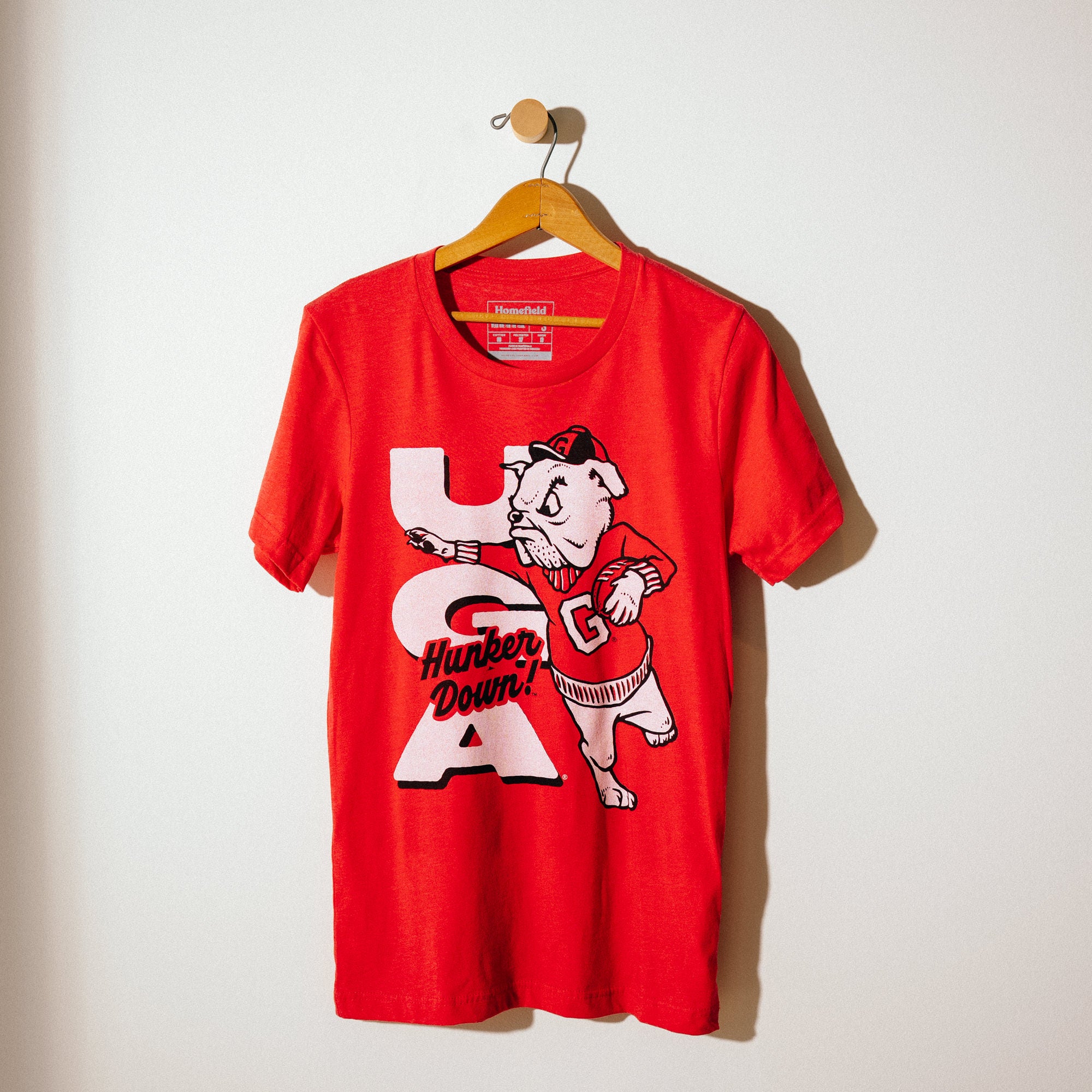 Georgia Bulldogs Retro Football Hunker Down Tee - Show Your Team Spirit!