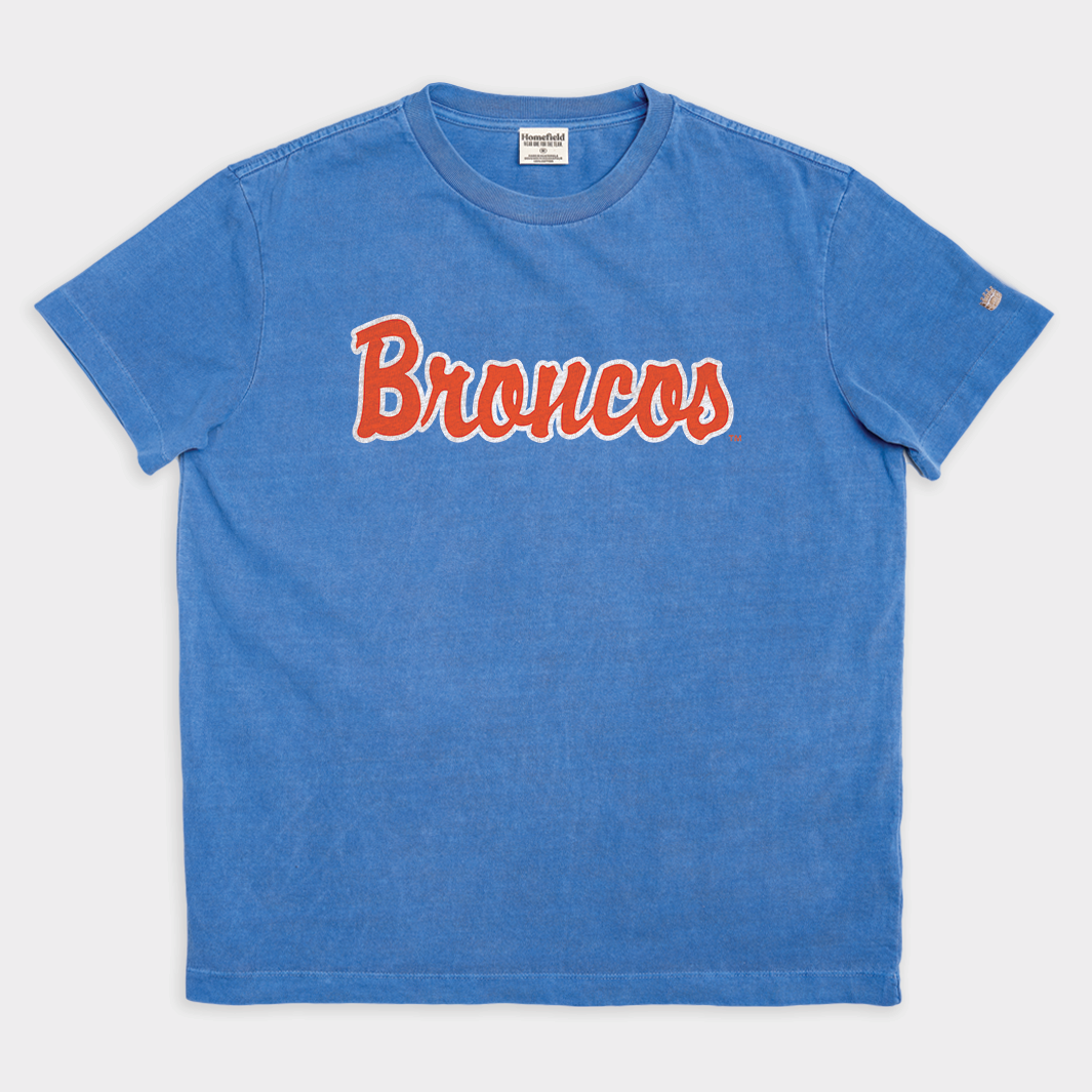 BSU Broncos Vintage Script Heavyweight Tee - A Piece of History