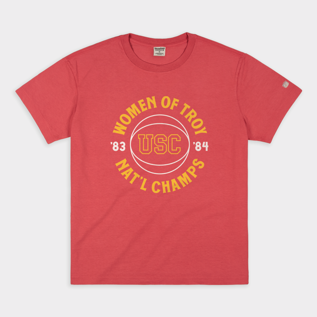 Relive the Glory: USC Women of Troy Basketball Vintage Heavyweight Tee